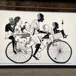 Alex Senna (Brazil, 1982) Family on a bike (2017) Spray and latex paint on polyester