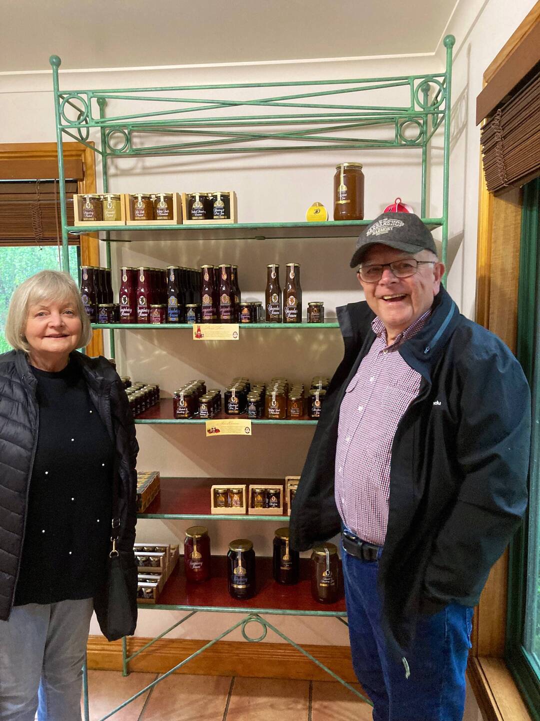 Jams and sauces display.