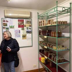 Stocking up at the Tasmanian Gourmet Sauce Company.