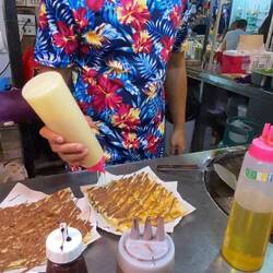 Covered in nutella and a drizzle of condensed milk. Yum