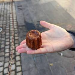 Canelés a Bordeaux regional treat. Very crispy outside and super bready gooey inside.