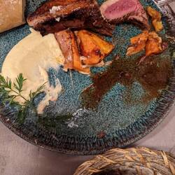 Emily's duck breast looked like a steak. It was very good.