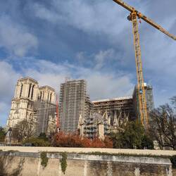 Notre Dame Cathedral, still under repair from the 2019 fire