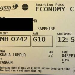 Boarding oass for MH742.