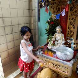 A fellow Wednesday baby paying her respects, Sule Pagoda.