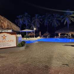 Night time at the main pool.