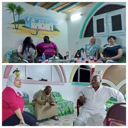 Inside our Nubian host's house; Intrepid travellers / Hoda, our guide (left) and Jj, our host (right