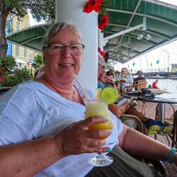 A mango margarita with a shot of tequila!