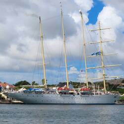 Same schooner in the harbour at Willemstad.