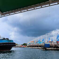 Swing bridge in action.