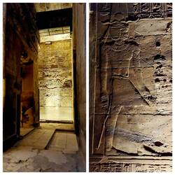 Inner Sanctum; Entrance to Amun's Barque Shrine / Wall relief showing Alexander the Great