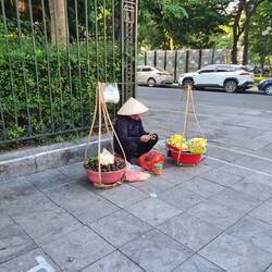 So verkaufen sie mit der Stange auf der Schulter
