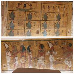 Tomb of Tutankhamun; Colourful wall murals around the sarcophagus