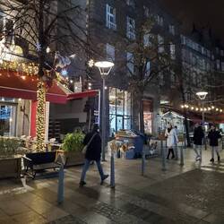 One of the many lit up streets of city center