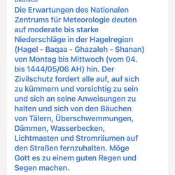 Wetterwarnung per SMS. Mit Googletranslate übersetzt