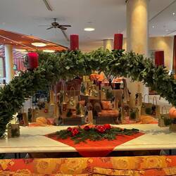 Lovely greenery arch in hotel lobby