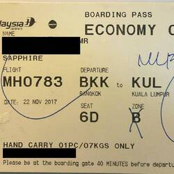 Boarding pass for MH783.