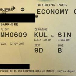 Boarding pass for MH609.