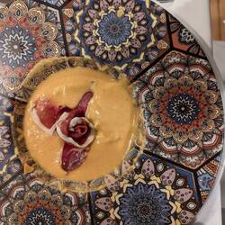 Gazpacho with shaved Jamon on top