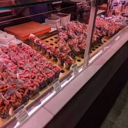 Jamon comes in San Miguel Market, Madrid