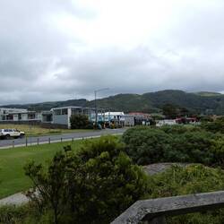 Our hotel in Apollo Bay was the grey building.
