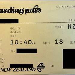 Boarding pass for NZ192.