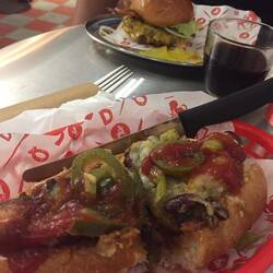 My supper at Butcher's Diner - New York coney dog.