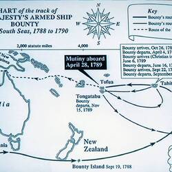 Wege der Bounty.., Ausgesetzten Kapitän und Weg der Meuterer