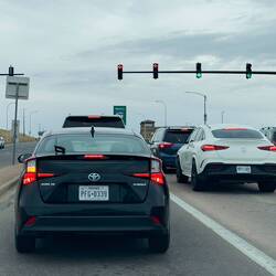 Following Mui back home after we pick up the rental from Avis — Colorado Springs, CO.