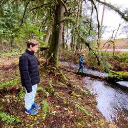 Walking on their property with a few more great nephews