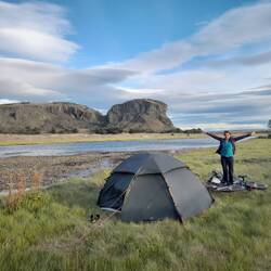 A nice campsite in front of the only relief for 100km