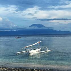Morning view on Mound Batur, Bali, right before our boat drive