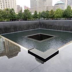 One of two pools that mark the footprint of the twin towers.