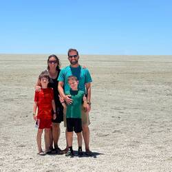 our family on the Etosha salt pan