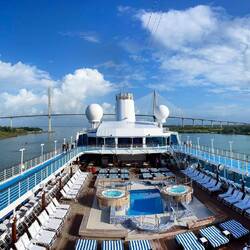 Welcome to the Panama Canal Experience ... the Atlantic Bridge is behind us.