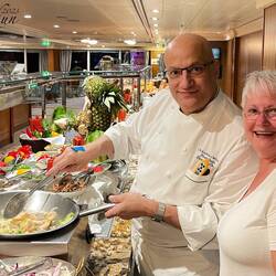 Chef Farid doesn't realize that trying to get me to cook is a losing battle 😊 — Aboard Insignia.