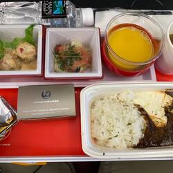 JAL's Premium Economy meals aren't clearly differentiated from economy..