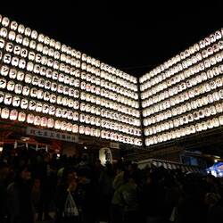 The Hanazono Shrine at night.