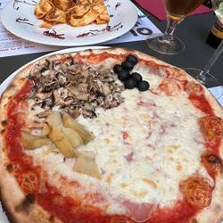 Pizza with four toppings