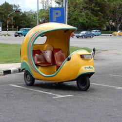 An odd vehicle at the Plaza of the Revolution.