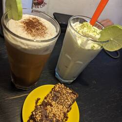 Coffee lemonade, lemon milkshake and brownie 🥰