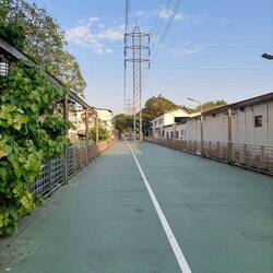 Eine Verbindungsbrücke führt Fussgänger direkt zum nächsten Park 👌