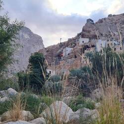 Village perched on the steep slopes