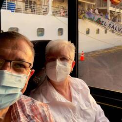 A "Welcome to El Salvador" selfie before we leave the port of Acajutla, El Salvador.