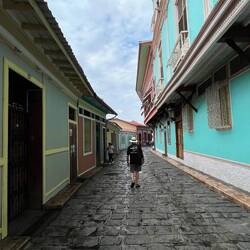 An area known for colourful buildings and art galleries