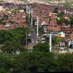 Looking up at Line K from the Caribes metro station.
