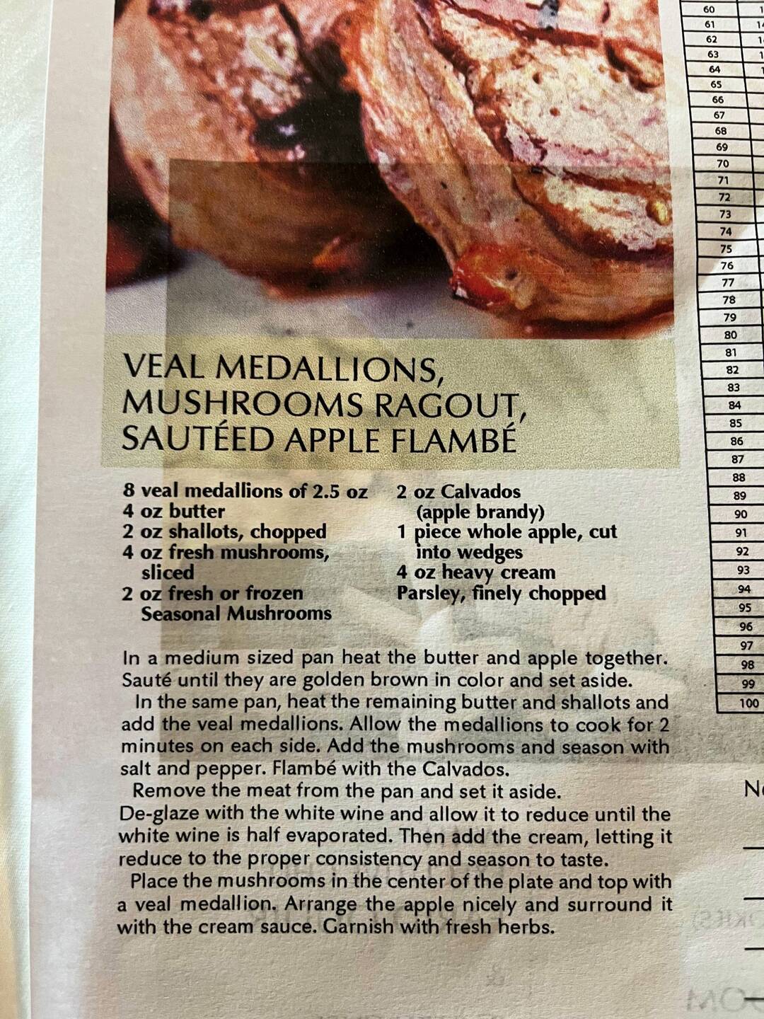 Veal recipe...chef said you can substitute pork or chicken