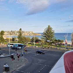 Blick von unserem Balkon auf den Bondi Beach