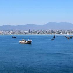 Looking across the bay towards La Serena from the Terrace Café — Coquimbo, Chile.
