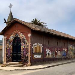 The mosaic-decorated church (work of Maria Luz's sister) — Lo Abarca, Chile.